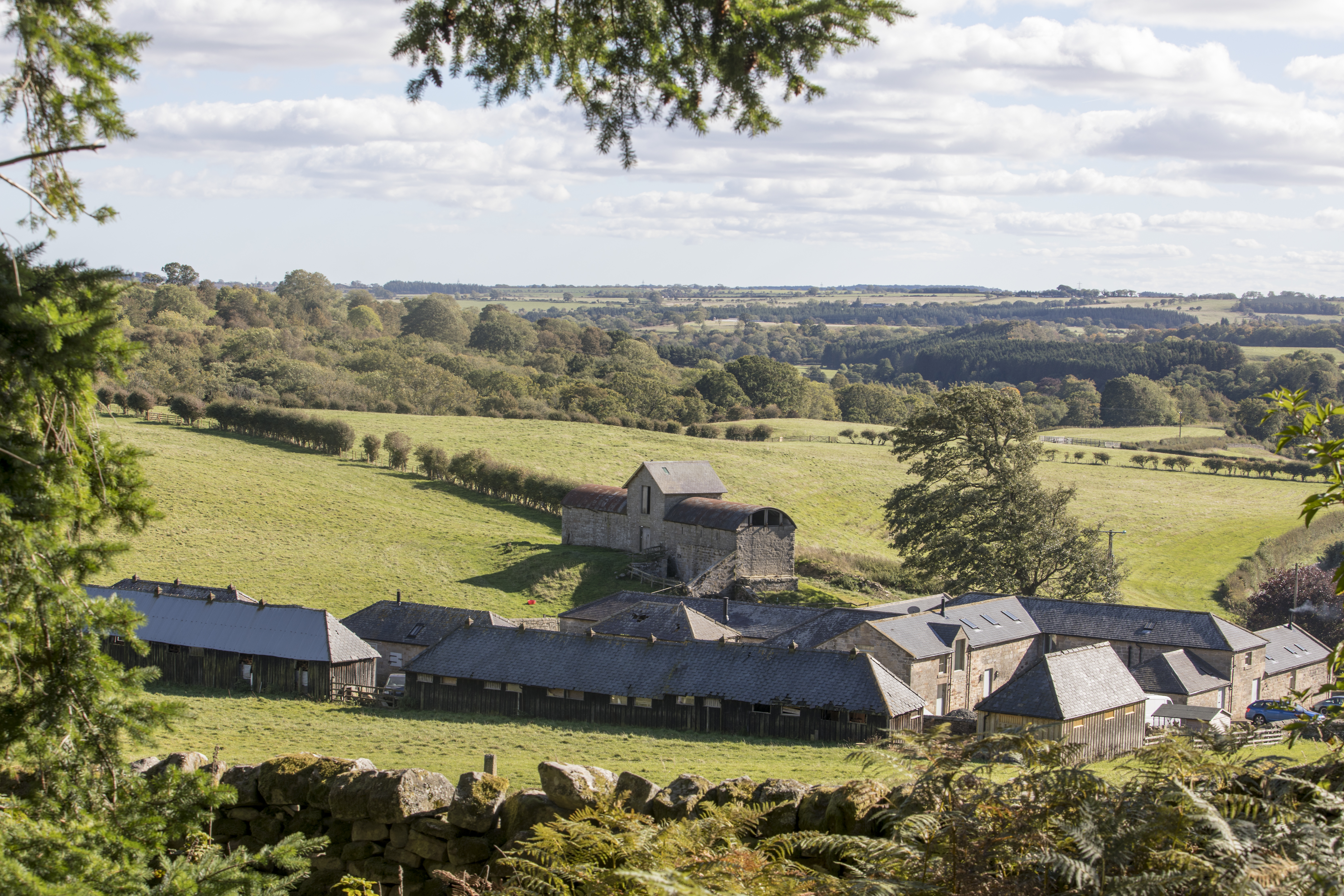 View of Cragend Model Farm from Cragside drive Rothbury.