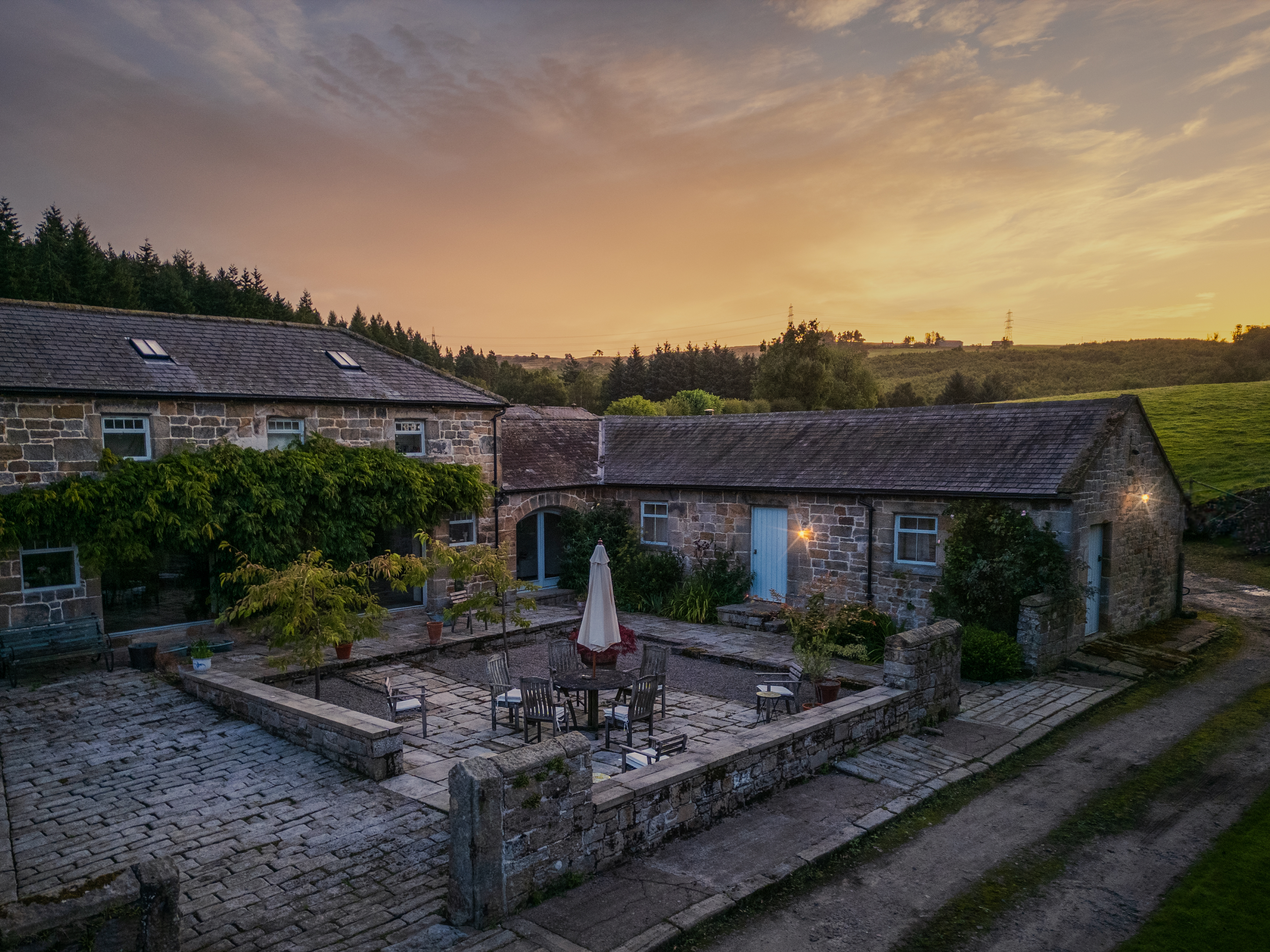 Sunrise in the courtyard 